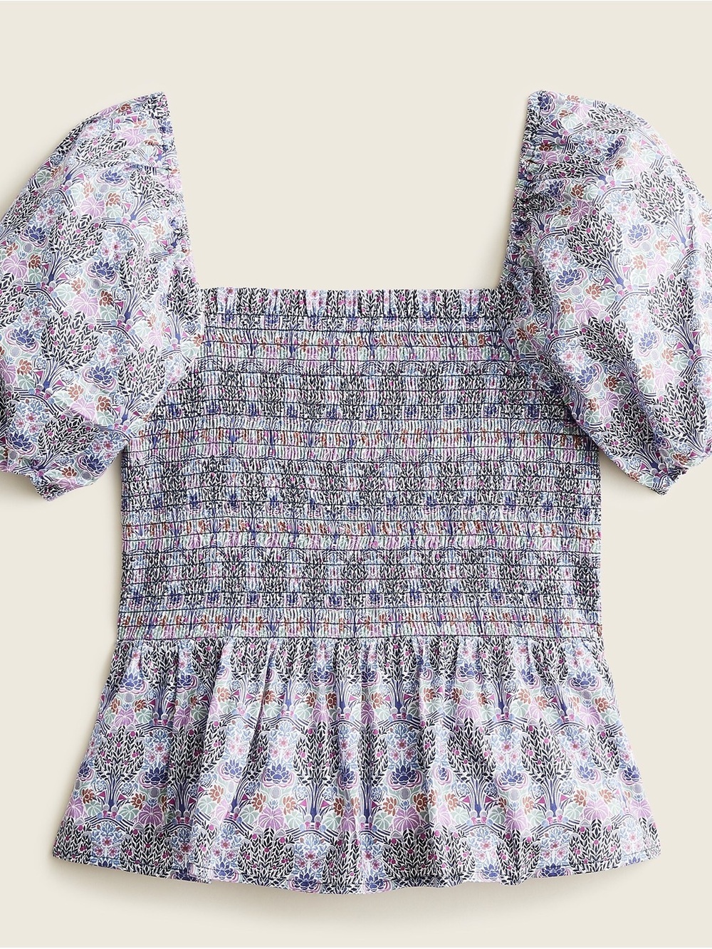 NWT J.Crew Liberty Club Nouveau Smocked Puff Sleeve Peplum Top XL